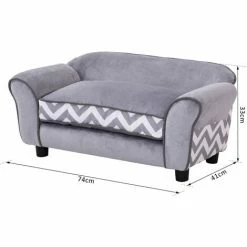 PawHut Canapé Chien Chat Sur Pied Style Graphique Contemporain Coussin Amovible Lavable Grand Confort 74L X 41l X 33H Cm Gris Blanc - Gris -PawHut Soldes Boutique 25009390 3