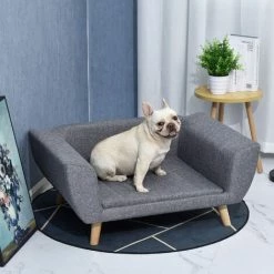 PawHut Canapé Chien Lit Pour Chien Design Scandinave Coussin Moelleux Pieds Bois Massif Dim. 87 X 61 X 36 Cm Polyester Gris - Gris -PawHut Soldes Boutique 25009396 5