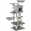 PawHut Arbre à Chats Multi-équipements Griffoirs Grattoirs Niche Plateformes + échelle + Hamacs + Boule Suspendue Gris - Gris -PawHut Soldes Boutique 25009430 1