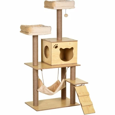 PawHut Arbre à chats design contemporain griffoirs grattoirs sisal naturel niche plate-formes hamac boule panneaux particules beige - Beige PawHut Arbre à Chats Design Contemporain Griffoirs Grattoirs Sisal Naturel Niche Plate-formes Hamac Boule Panneaux Particules Beige - Beige -PawHut Soldes Boutique 25009437 1