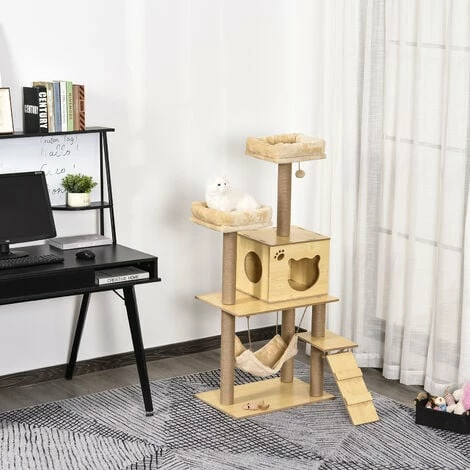 PawHut Arbre à chats design contemporain griffoirs grattoirs sisal naturel niche plate-formes hamac boule panneaux particules beige - Beige PawHut Arbre à Chats Design Contemporain Griffoirs Grattoirs Sisal Naturel Niche Plate-formes Hamac Boule Panneaux Particules Beige - Beige -PawHut Soldes Boutique 25009437 2