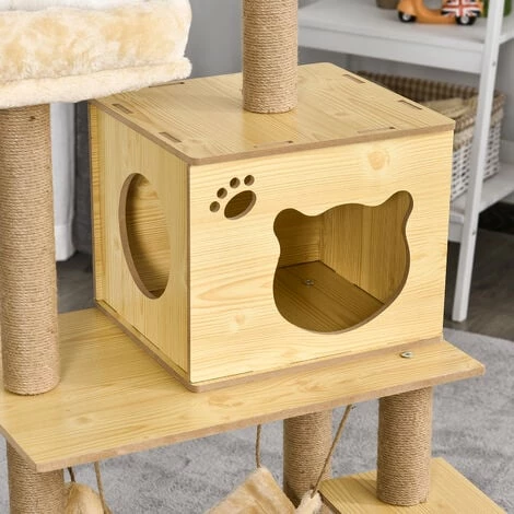 PawHut Arbre à chats design contemporain griffoirs grattoirs sisal naturel niche plate-formes hamac boule panneaux particules beige - Beige PawHut Arbre à Chats Design Contemporain Griffoirs Grattoirs Sisal Naturel Niche Plate-formes Hamac Boule Panneaux Particules Beige - Beige -PawHut Soldes Boutique 25009437 4