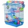 PawHut Cage Pour Hamster Souris Petit Animaux Rongeur Avec Tunnel Mangeoire Roue Jouet 47 X 30 X 59 Cm Cm Bleu - Bleu