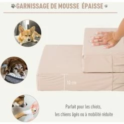 PawHut Escalier Coussin 2 En 1 Pour Chien Animaux Déhoussable Revêtement Revêtement Synthétique Beige - Beige -PawHut Soldes Boutique 27561222 5