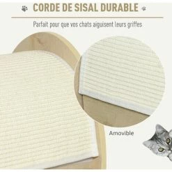 PawHut Maison Pour Chat Design - Niche Chat Panier Chat - Coussin, Grattoir Amovibles Sisal Naturel Inclus - MDF Bois Beige Clair -PawHut Soldes Boutique 27642345 5
