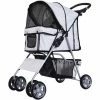 PawHut Poussette Buggy Pliable Animaux Chariot Pliant Chien Chat Porte-gobelet Panier De Rangement Inclus Roues Avec Frein Tissu 600D Oxford Métal Gris - Gris