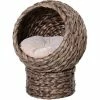 PawHut Panier Chat Lit Chat Cosy Grand Confort Dim. 42L X 33l X 52H Cm Coloris Gris Coussin Moelleux Beige Inclus - Gris