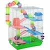PawHut Cage Pour Hamster Souris Rongeur 4 étages Avec Tunnels Mangeoire Roue Maison échelles Dim. 46L X 30l X 58H Cm Cm Vert