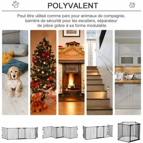 PawHut Barrière de sécurité parc enclos chien modulable pliable porte verrouillable intégrée 5 panneaux en métal 300L max. x 74,5H cm métal PP noir - Noir PawHut Barrière De Sécurité Parc Enclos Chien Modulable Pliable Porte Verrouillable Intégrée 5 Panneaux En Métal 300L Max. X 74,5H Cm Métal PP Noir - Noir -PawHut Soldes Boutique 28603499 4