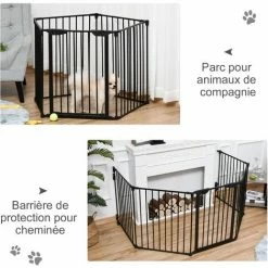 PawHut Barrière De Sécurité Parc Enclos Chien Modulable Pliable Porte Verrouillable Intégrée 5 Panneaux En Métal 300L Max. X 74,5H Cm Métal PP Noir - Noir 6 PawHut Barrière De Sécurité Parc Enclos Chien Modulable Pliable Porte Verrouillable Intégrée 5 Panneaux En Métal 300L Max. X 74,5H Cm Métal PP Noir - Noir -PawHut Soldes Boutique 28603499 5