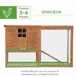 PawHut Poulailler Cottage Cage à Poules Sur Pied Dim. 168L X 110l X 101H Cm Multi-équipement Bois Sapin Lasuré - Marron -PawHut Soldes Boutique 28603504 4
