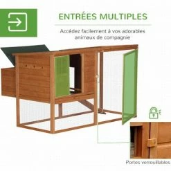 PawHut Poulailler Cottage Cage à Poules Sur Pied Dim. 168L X 110l X 101H Cm Multi-équipement Bois Sapin Lasuré - Marron -PawHut Soldes Boutique 28603504 5