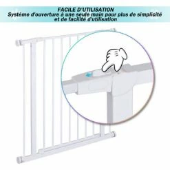 PawHut Barrière De Sécurité Longueur Réglable Dim. 76-82l X 76H Cm Sans Perçage Métal Plastique Blanc -PawHut Soldes Boutique 29043874 5