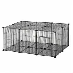 PawHut Cage Parc Enclos Rongeurs Modulable Dim. L 105 X L 70 X H 45 Cm 1 Porte Fil Métallique Noir