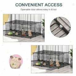 PawHut Cage Parc Enclos Rongeurs Modulable Dim. L 105 X L 70 X H 45 Cm 1 Porte Fil Métallique Noir -PawHut Soldes Boutique 29361223 5