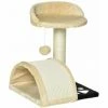 PawHut Arbre à Chat Griffoir Grattoir Design Jeu Boule Suspendue + Plateforme Peluche Sisal Naturel Beige - Beige