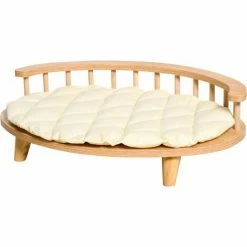 PawHut Canapé Design Chien Chat Style Cosy Chic Dim. 70L X 50l X 22H Cm Coussin Capitonné Intégré écru Panneaux Particules Aspect Bois Clair - Beige