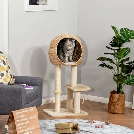 PawHut Arbre à chats style cosy chic griffoir sisal naturel grande niche plateformes jeu boule corde escalade peluche courte massette beige PawHut Arbre à Chats Style Cosy Chic Griffoir Sisal Naturel Grande Niche Plateformes Jeu Boule Corde Escalade Peluche Courte Massette Beige -PawHut Soldes Boutique 31459145 2