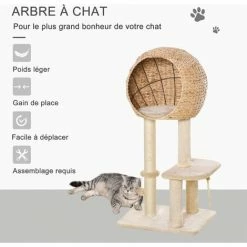 PawHut Arbre à Chats Style Cosy Chic Griffoir Sisal Naturel Grande Niche Plateformes Jeu Boule Corde Escalade Peluche Courte Massette Beige 6 PawHut Arbre à Chats Style Cosy Chic Griffoir Sisal Naturel Grande Niche Plateformes Jeu Boule Corde Escalade Peluche Courte Massette Beige -PawHut Soldes Boutique 31459145 5
