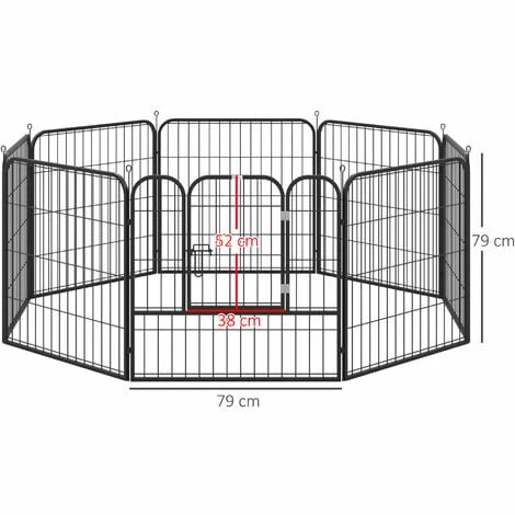 PawHut Luxe parc enclos modulable pour chien 8 panneaux porte verrouillable acier époxy noir - Noir PawHut Luxe Parc Enclos Modulable Pour Chien 8 Panneaux Porte Verrouillable Acier époxy Noir - Noir -PawHut Soldes Boutique 33905041 3