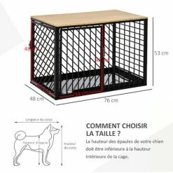 PawHut Cage Pour Chien Animaux Dim. 76L X 48l X 53H Cm 2 Portes Verrouillables Métal Panneau Multicouche Chêne Clair - Noir -PawHut Soldes Boutique 36988693 3