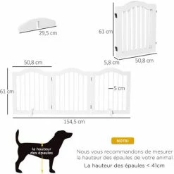 PawHut Barrière Modulable Pliable Barrière De Sécurité 154,5L X 61H Cm MDF Blanc - Blanc -PawHut Soldes Boutique 37325978 3