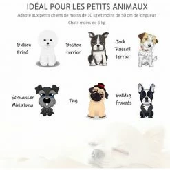 PawHut Canapé Chien Chat Style Cosy Chic Avec Coussin Aspect Fourrure Blanc Gris - Dim. 61L X 46l X 24H Cm - Résine Tressée Noire -PawHut Soldes Boutique 37865185 5