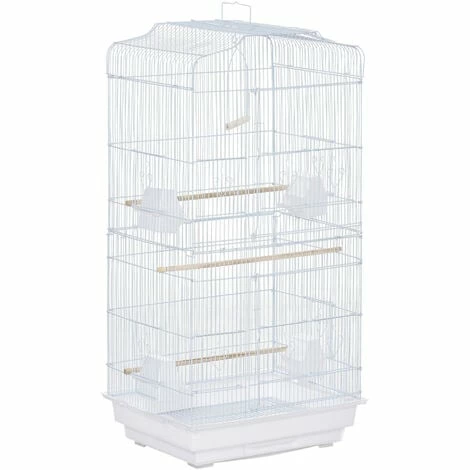 PawHut Cage à oiseaux volière avec mangeoires perchoirs plateau amovible 2 portes dim. 46,5L x 35,5l x 92H cm métal blanc - Blanc PawHut Cage à Oiseaux Volière Avec Mangeoires Perchoirs Plateau Amovible 2 Portes Dim. 46,5L X 35,5l X 92H Cm Métal Blanc - Blanc -PawHut Soldes Boutique 37865191 1