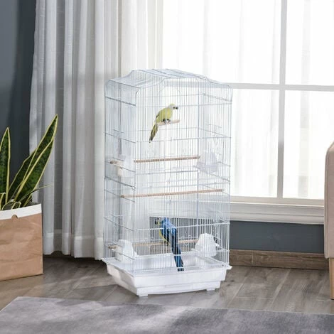 PawHut Cage à oiseaux volière avec mangeoires perchoirs plateau amovible 2 portes dim. 46,5L x 35,5l x 92H cm métal blanc - Blanc PawHut Cage à Oiseaux Volière Avec Mangeoires Perchoirs Plateau Amovible 2 Portes Dim. 46,5L X 35,5l X 92H Cm Métal Blanc - Blanc -PawHut Soldes Boutique 37865191 2