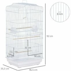 PawHut Cage à Oiseaux Volière Avec Mangeoires Perchoirs Plateau Amovible 2 Portes Dim. 46,5L X 35,5l X 92H Cm Métal Blanc - Blanc 4 PawHut Cage à Oiseaux Volière Avec Mangeoires Perchoirs Plateau Amovible 2 Portes Dim. 46,5L X 35,5l X 92H Cm Métal Blanc - Blanc -PawHut Soldes Boutique 37865191 3