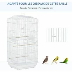 PawHut Cage à Oiseaux Volière Avec Mangeoires Perchoirs Plateau Amovible 2 Portes Dim. 46,5L X 35,5l X 92H Cm Métal Blanc - Blanc 5 PawHut Cage à Oiseaux Volière Avec Mangeoires Perchoirs Plateau Amovible 2 Portes Dim. 46,5L X 35,5l X 92H Cm Métal Blanc - Blanc -PawHut Soldes Boutique 37865191 4