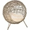 PawHut Panier Chat Lit Chat Cosy Grand Confort Dim. Ø 52 X 58H Cm Coussin Moelleux Inclus Résine Tressée Imitation Rotin Grège - Grège