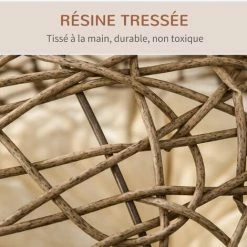 PawHut Panier Chat Lit Chat Cosy Grand Confort Dim. Ø 52 X 58H Cm Coussin Moelleux Inclus Résine Tressée Imitation Rotin Grège - Grège -PawHut Soldes Boutique 37948947 5