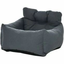 PawHut Sac De Transport Pour Chien Chat - Siège Auto Pour Chien Chat - Housse De Siège Pour Chien Chat - Déhoussable, Sangles Ajustables, Attache - Coton Gris - Gris