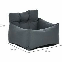 PawHut Sac De Transport Pour Chien Chat - Siège Auto Pour Chien Chat - Housse De Siège Pour Chien Chat - Déhoussable, Sangles Ajustables, Attache - Coton Gris - Gris -PawHut Soldes Boutique 37971875 3