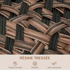 PawHut Panier Chat Lit Chat Cosy Grand Confort Dim. Ø 52 X 58H Cm Coussin Moelleux Inclus Résine Tressée Imitation Rotin Chocolat - Marron -PawHut Soldes Boutique 37972929 5
