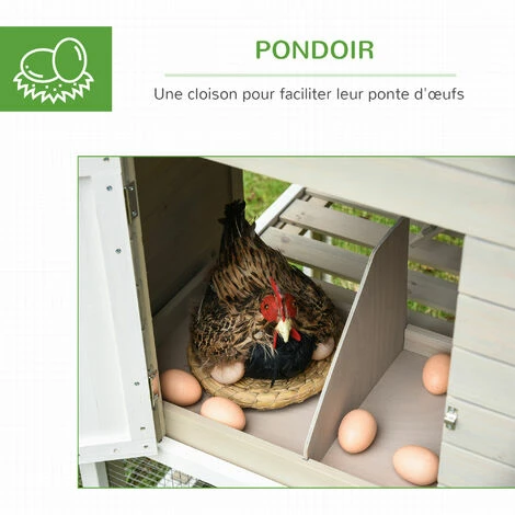 PawHut Poulailler cottage cage à poules sur pied dim. 235L x 83l x 171H cm multi-équipement toits bitumés bois sapin blanc gris PawHut Poulailler Cottage Cage à Poules Sur Pied Dim. 235L X 83l X 171H Cm Multi-équipement Toits Bitumés Bois Sapin Blanc Gris -PawHut Soldes Boutique 38154194 5