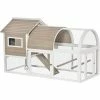 PawHut Poulailler Cottage Cage à Poules Sur Pied Dim. 167L X 109l X 100H Cm Multi-équipement Bois Sapin Blanc Gris - Gris