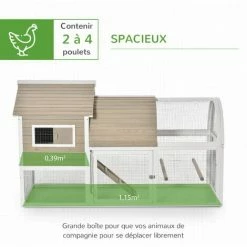 PawHut Poulailler Cottage Cage à Poules Sur Pied Dim. 167L X 109l X 100H Cm Multi-équipement Bois Sapin Blanc Gris - Gris -PawHut Soldes Boutique 38154195 4