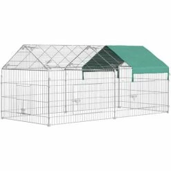PawHut Parc Enclos Métal époxy Cage Extérieure Dim. 2,20L X 1,03l X 1,03H M 3 Portes Et Trappe Surface Abrité PE Vert - Vert