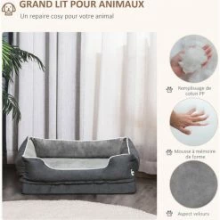 PawHut Lit Pour Animaux De Compagnie Panier Pour Chien Orthopédique Mousse à Mémoire De Forme Avec Housse Lavable Amovible Gris 5 PawHut Lit Pour Animaux De Compagnie Panier Pour Chien Orthopédique Mousse à Mémoire De Forme Avec Housse Lavable Amovible Gris -PawHut Soldes Boutique 42169146 4