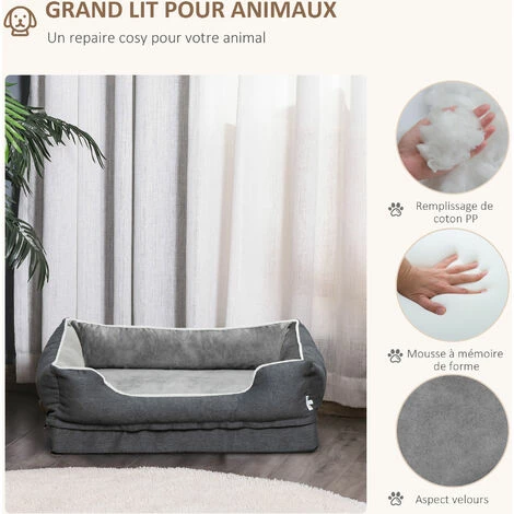 PawHut Lit pour animaux de compagnie panier pour chien orthopédique mousse à mémoire de forme avec housse lavable amovible gris PawHut Lit Pour Animaux De Compagnie Panier Pour Chien Orthopédique Mousse à Mémoire De Forme Avec Housse Lavable Amovible Gris -PawHut Soldes Boutique 42169146 4