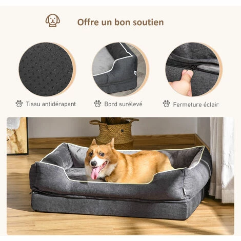 PawHut Lit pour animaux de compagnie panier pour chien orthopédique mousse à mémoire de forme avec housse lavable amovible gris PawHut Lit Pour Animaux De Compagnie Panier Pour Chien Orthopédique Mousse à Mémoire De Forme Avec Housse Lavable Amovible Gris -PawHut Soldes Boutique 42169146 5