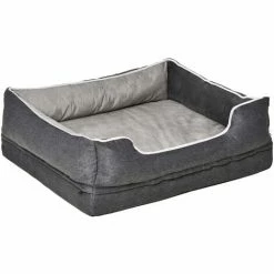 PawHut Lit Pour Animaux De Compagnie Panier Pour Chien Orthopédique Mousse à Mémoire De Forme Avec Housse Lavable Amovible Gris