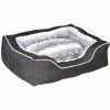PawHut Panier Chien Lit Pour Animaux Canapé Chien Chat Coussin Amovible Lavable Peluche Coton PP Tissu Polyester Noir Gris -PawHut Soldes Boutique 42169155 1