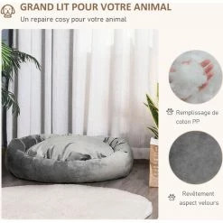 PawHut Lit Pour Chien Chat Panier Pour Chien Orthopédique Rembourrage Coton PP Housse Lavable Amovible Gris -PawHut Soldes Boutique 42169156 4