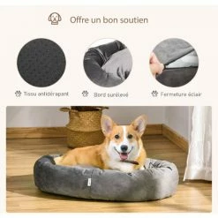 PawHut Lit Pour Chien Chat Panier Pour Chien Orthopédique Rembourrage Coton PP Housse Lavable Amovible Gris -PawHut Soldes Boutique 42169156 5