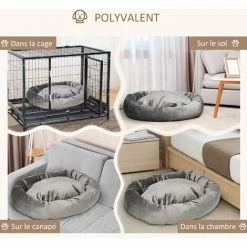 PawHut Lit Pour Chien Chat Panier Pour Chien Orthopédique Rembourrage Coton PP Housse Lavable Amovible Gris -PawHut Soldes Boutique 42169157 4