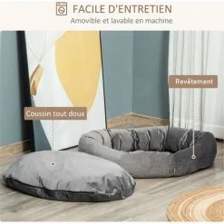 PawHut Lit Pour Chien Chat Panier Pour Chien Orthopédique Rembourrage Coton PP Housse Lavable Amovible Gris -PawHut Soldes Boutique 42169157 5