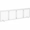 PawHut Barrière De Sécurité Pour Animaux - Barrière Modulable Pliable 4 Panneaux - Motif Patte - 2 Pieds Support - Bois De Pin Blanc -PawHut Soldes Boutique 42169160 1